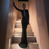 Vestido playero bohemio con aberturas y escote pronunciado, vestido de noche largo con cola de pez y espalda descubierta